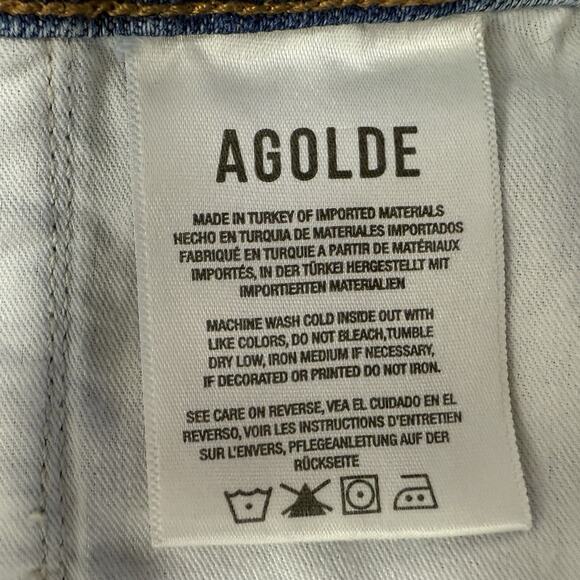 AGOLDE Denim Skirt Women Size 26 Jean Reworked 90’s Cutoff Light Wash Raw Hem - Picture 6 of 7